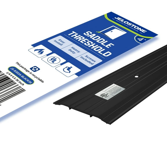 JELOSTONE 4''W x 1/4''H x 36''L- Aluminum Door Threshold (Matte Black)- Door Saddle- ADA accessible Barrier Free- Fire Rated- Door Thresholds for Exterior Doors- B302A