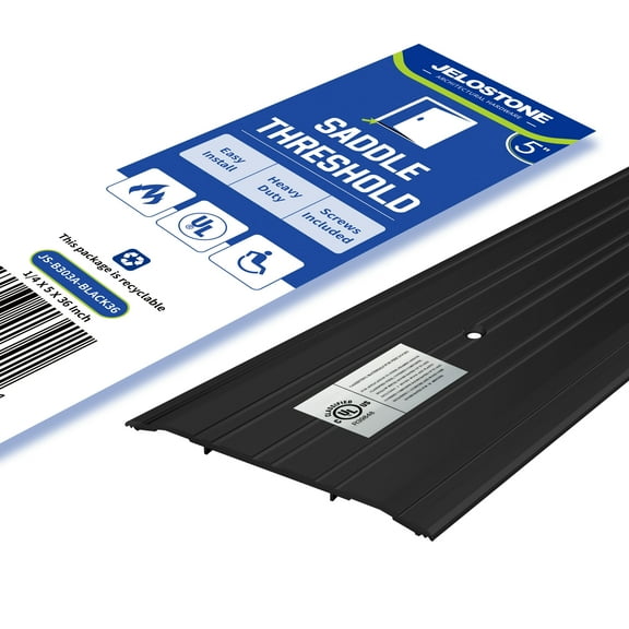 JELOSTONE 5" W x 1/4" H x 36" L - Commercial Aluminum Door Threshold(Matte Black)- Door Saddle- ADA accessible Barrier Free- Fire Rated- Door Thresholds for Exterior Doors, B303A