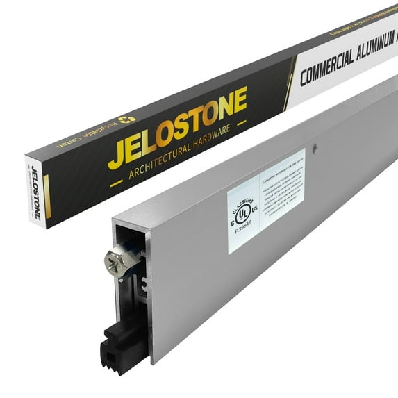 JELOSTONE Commercial Automatic Door Bottom, Clear Anodized, 5/8‘’W x 36''L x 1-7/8‘’H, Aluminum Automatic Door Bottom, Surface Applied or Semi-Mortise, with Sponge Neoprene Insert, JS-4131RL