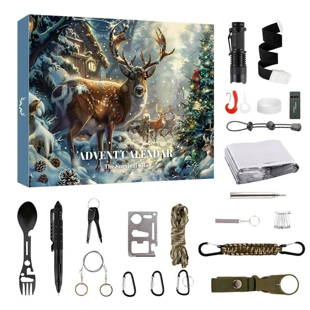 JELSUBI 2024 Latest Advent Calendar Outdoor Survival Tools 24 Day Advnt