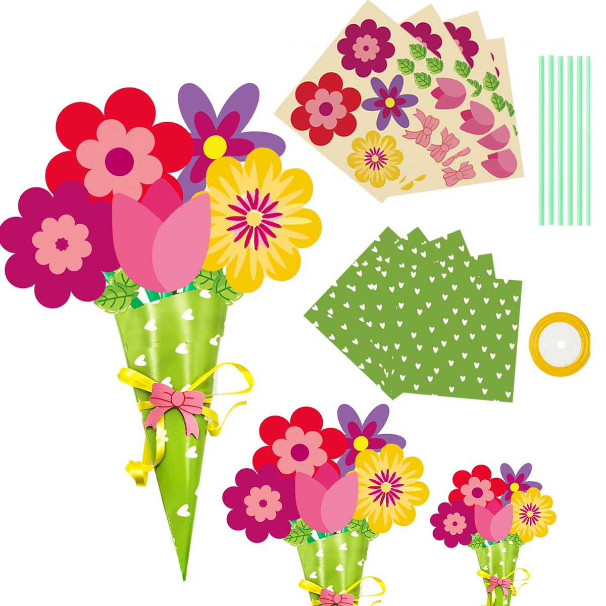 Bouquet Making Craft Flower Bouquet Craft Kit - 24Pcs Mothers Day ...