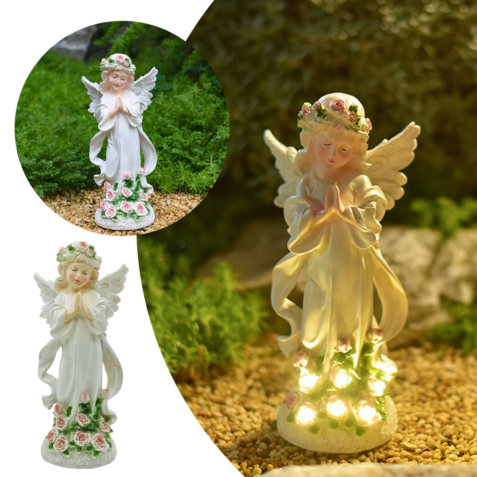 Solar Prayer Angel Garden Statue Light - Resin Outdoor Decor For Yard, Patio & Garden