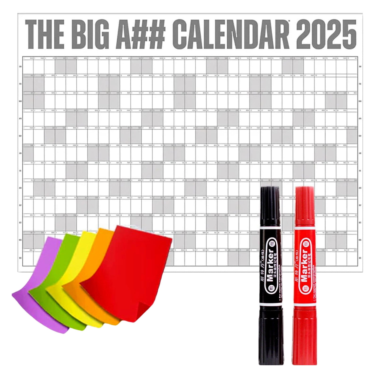 JELSUBI The Big A Calendar 2025, Dry Erase, 2025 Yearly Wall Calendar