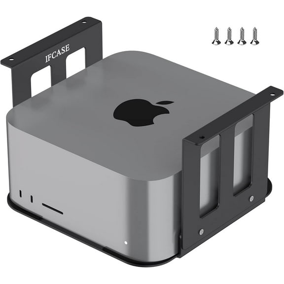 JEMACHE Aluminum Under Desk Mount for Mac Studio M4 M3 M2 M1 Max/Ultra with Anti-Scratch Pad (Black)