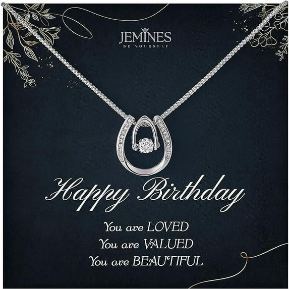 JEMINES Birthday Gifts for Women, Birthday Jewelry with Meaningful Message Gifts Idea for Women, Happy Birthday Necklace (Happy Birthday, Lucky In Love Necklace)