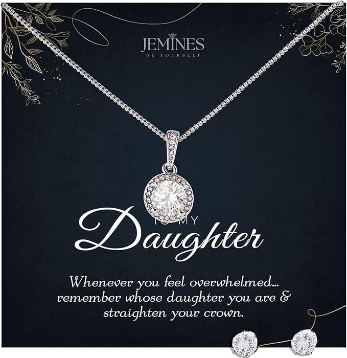 JEMINES Daughter Gifts Birthday Jewelry with Meaningful Message Gifts Idea from Mom Dad Daughter Necklace To My Daughter Alluring Beauty Necklace