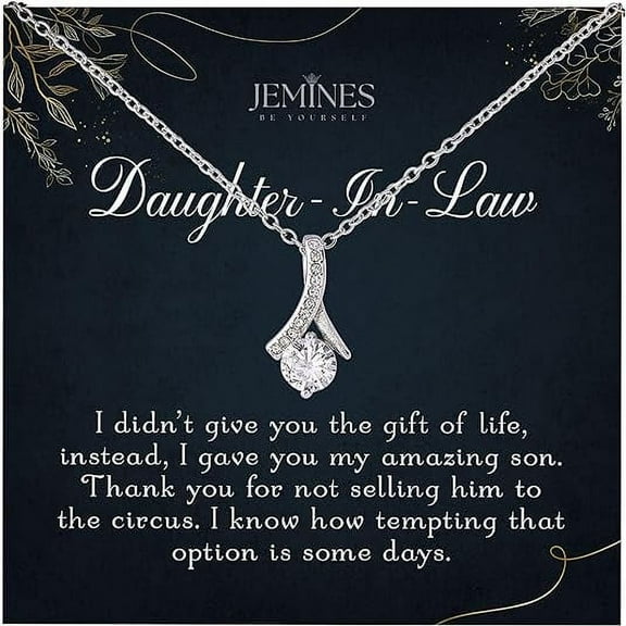 JEMINES Daughter in Law Gifts, Birthday Wedding Jewelry Gift for Bride, Daughter-in-Law Necklace (Funny Gifts, Alluring Beauty Necklace)