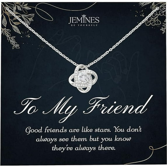 JEMINES Friend Gifts, Bestie BFF Friendship Birthday Wedding Christmas Long Distance Gift 14K White Gold Plated Jewelry with Sentimental Message Cards