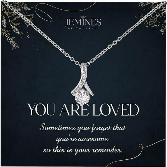 JEMINES Gifts for Women, Inspirational Jewelry with Meaningful Message Gifts Idea for Women, Inspirational Necklace (You Are Loved, Alluring Beauty Necklace)