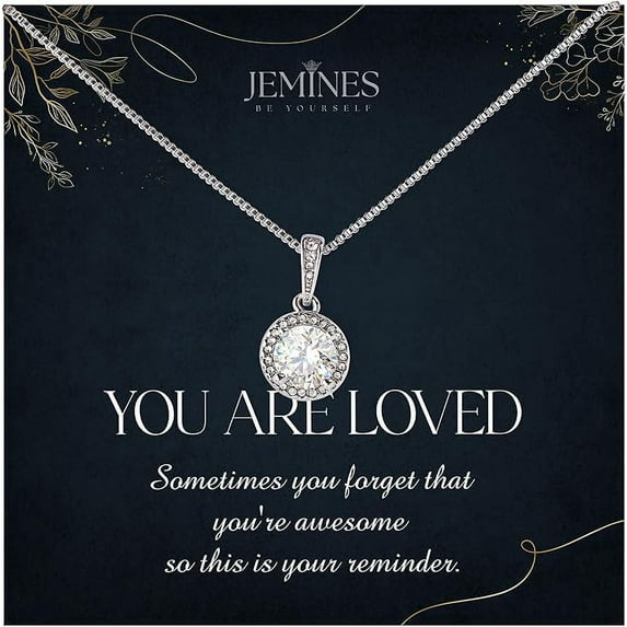 JEMINES Gifts for Women, Inspirational Jewelry with Meaningful Message Gifts Idea for Women, Inspirational Necklace (You Are Loved, Eternal Hope Necklace)