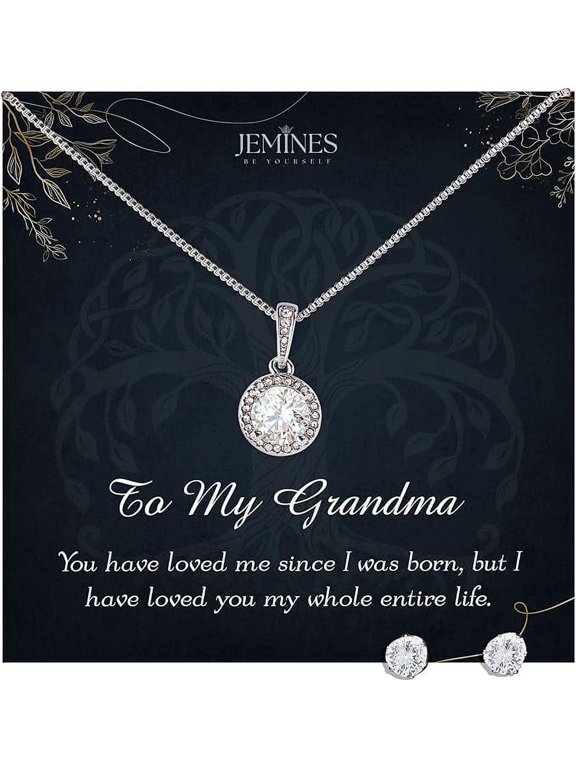 Mothers Day Gifts, Grandma Birthday Jewelry with Meaningful Message Gifts Idea, Grandma Necklace (Grandma Love, Eternal Hope Necklace and Earrings Set)