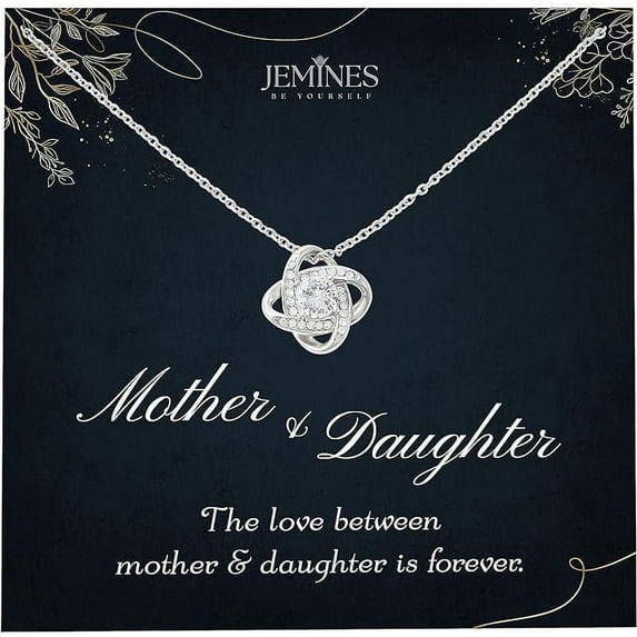JEMINES Mothers Day Gifts, Mom Jewelry with Meaningful Message Gifts Idea from Daughter, Mother Daughter Necklace (Mother & Daughter Love, Love Knot Necklace)