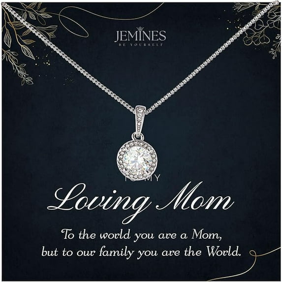 JEMINES Mothers Day Gifts, Mother Birthday Jewelry with Meaningful Message Gifts Idea, Mom Necklace (Mom Love, Eternal Hope Necklace)