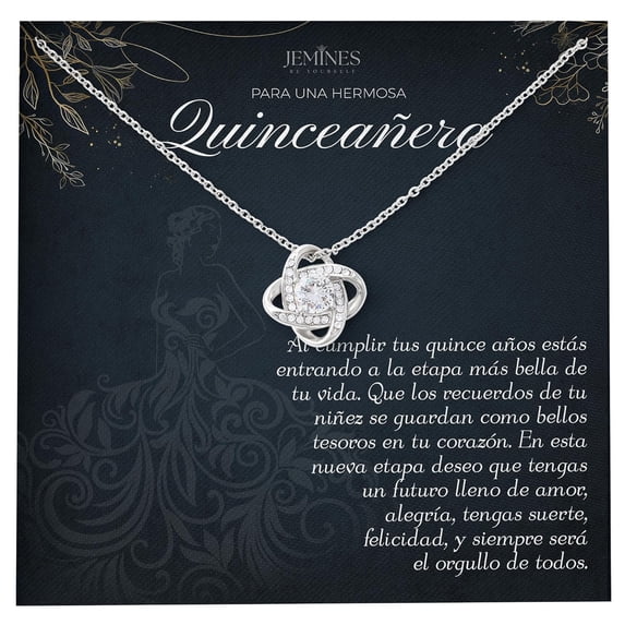 JEMINES Quinceañera 15th Anos Feliz Cumpleaños Regalo para Hija Nieta Daughter Granddaughter Niece Sister Teen Girls Birthday Gift, Quince Años Collar Joyería Con Mensaje en Español