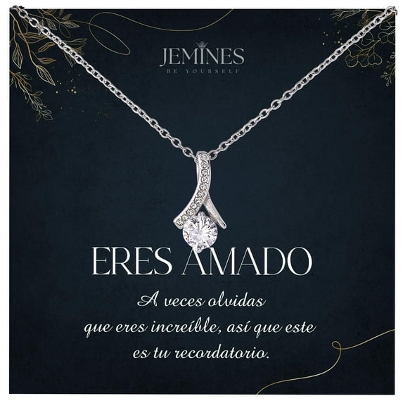 JEMINES Regalo para Mujer, Collar Joyas con Personalizado Inspirador Mensaje Spanish Mexican Gifts, Collar para Mujer (Eres Amado, Alluring Beauty Necklace)