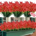 thumbnail image 1 of JEMONG 12 Pack Artificial Flowers Outdoor UV Resistant Fake Flowers Faux Plants Garden Porch Window Box Decorating Violet Red, 1 of 8