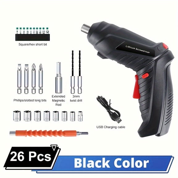 JENABOM 3.6V 2pcs/14pcs/26pcs/47pcs Power Tools Set Household Maintenance Repair 1300mAh Lithium Battery Mini Household Electric Drill Cordless Screwdriver