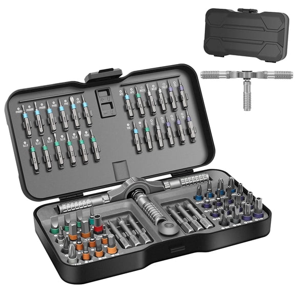 JENABOM 66 in 1 Magnetic Screwdriver, Ratchet Screwdriver Set, Multi Bit Drive Set with Detachable Ratchet Handle, Tool Kit for Computer, Eyeglass DIY