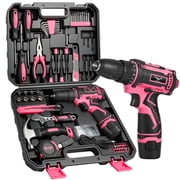 JENABOM Tool Set -12V Cordless Drill for Women,151 Pcs Box with Hand Drill, Home Tool Kits, Perfect for Homeowner, DIY Light&nbsp;Pink