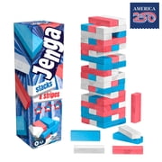 Hasbro Jenga Stacks and Stripes Party Game, Red, White, and Blue Wood Blocks, Boys & Girls, Fun Summer Activities for Child, Adults & Families, Ages 6+