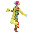 thumbnail image 1 of JENGJ 2 Pcs Clown Set Includes jumpsuit, hat for party Adults Clown Outfit Party Dress Up,Light Yellow,5XL, 1 of 3