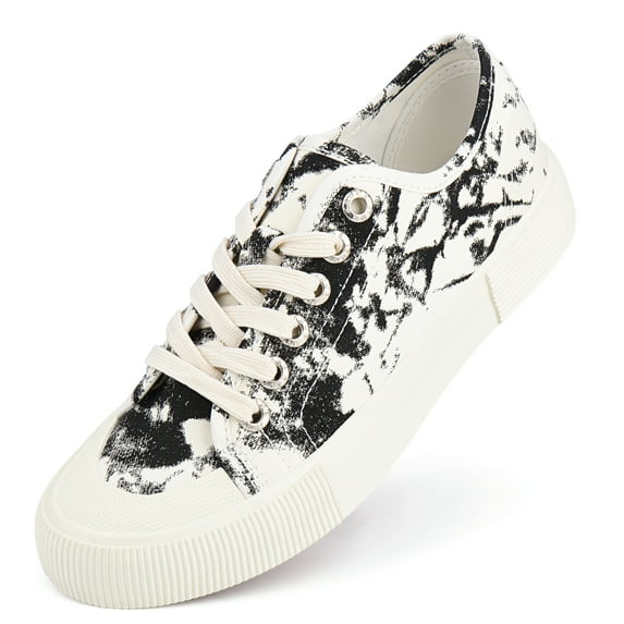 JENN ARDOR Womens Canvas Shoes Low Tops Lace up Fashion Sneakers