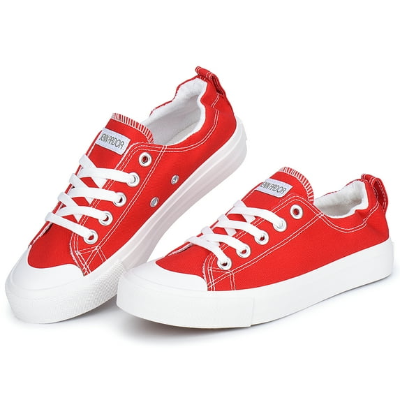 JENN ARDOR Women's Canvas Shoes Flat Sneakers Low Top Lace Up Fashion Comfort Shoes for Walking