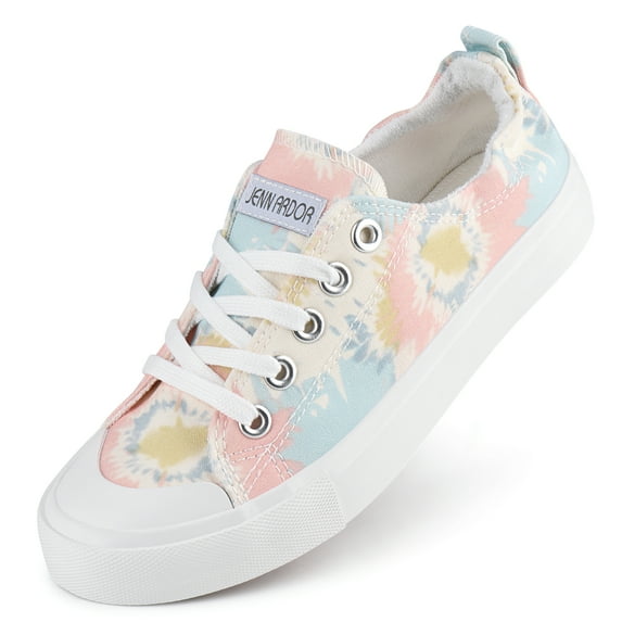 JENN ARDOR Canvas Shoes Women Sneaker Low Top Shoes Tennis Platform Lace Up Sneakers
