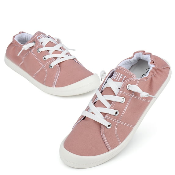 Canvas Sneakers Shoes for Women Low Tops Slip On Sneakers Casual Shoes Comfortable Fashion Sneakers Walking Shoes heel elastic