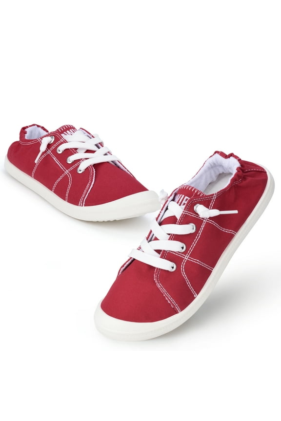 Canvas Sneakers Shoes for Women Low Tops Slip On Sneakers Casual Shoes Comfortable Fashion Sneakers Walking Shoes heel elastic