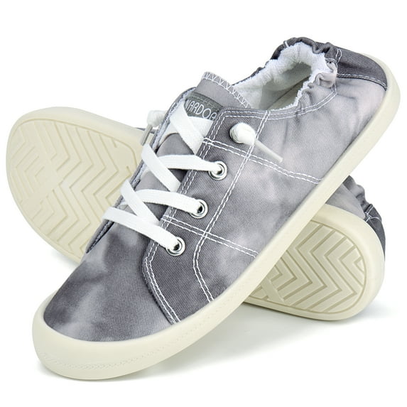 JENN ARDOR Canvas Sneakers for Women Low Top Classic Slip-On Casual Shoes Gray Size 8