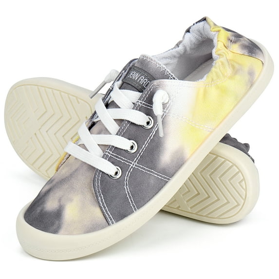 JENN ARDOR Canvas Sneakers for Women Low Top Classic Slip-On Casual Shoes Yellow Size 11