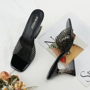 JENN ARDOR Chunky Heel Sandals for Holiday Party Wedding Dress Pumps Shoes