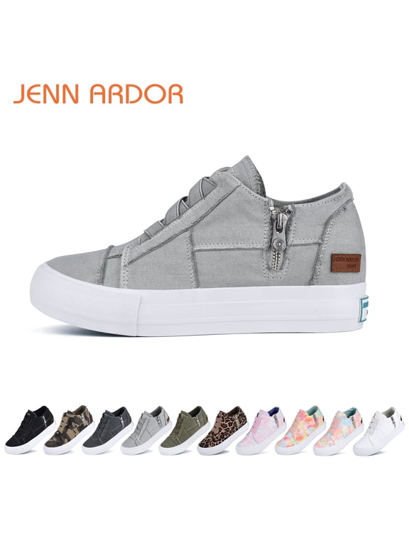 Fashion Wedge Sneakers for Women Platform Wedge Sneakers Hidden Wedge Canvas Shoes Casual Booties Slip On Walking Shoes Zipper Platform Sneakers