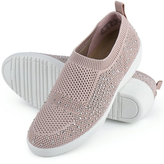 Ladies Slip-on Shoes Lightweight Low-top Platform Casual Shoes Breathable Knit Sneakers Orthopedic Walking Shoes