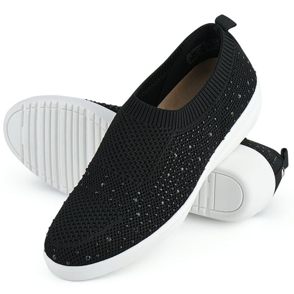 Ladies Slip-on Shoes Lightweight Low-top Platform Casual Shoes Breathable Knit Sneakers Orthopedic Walking Shoes