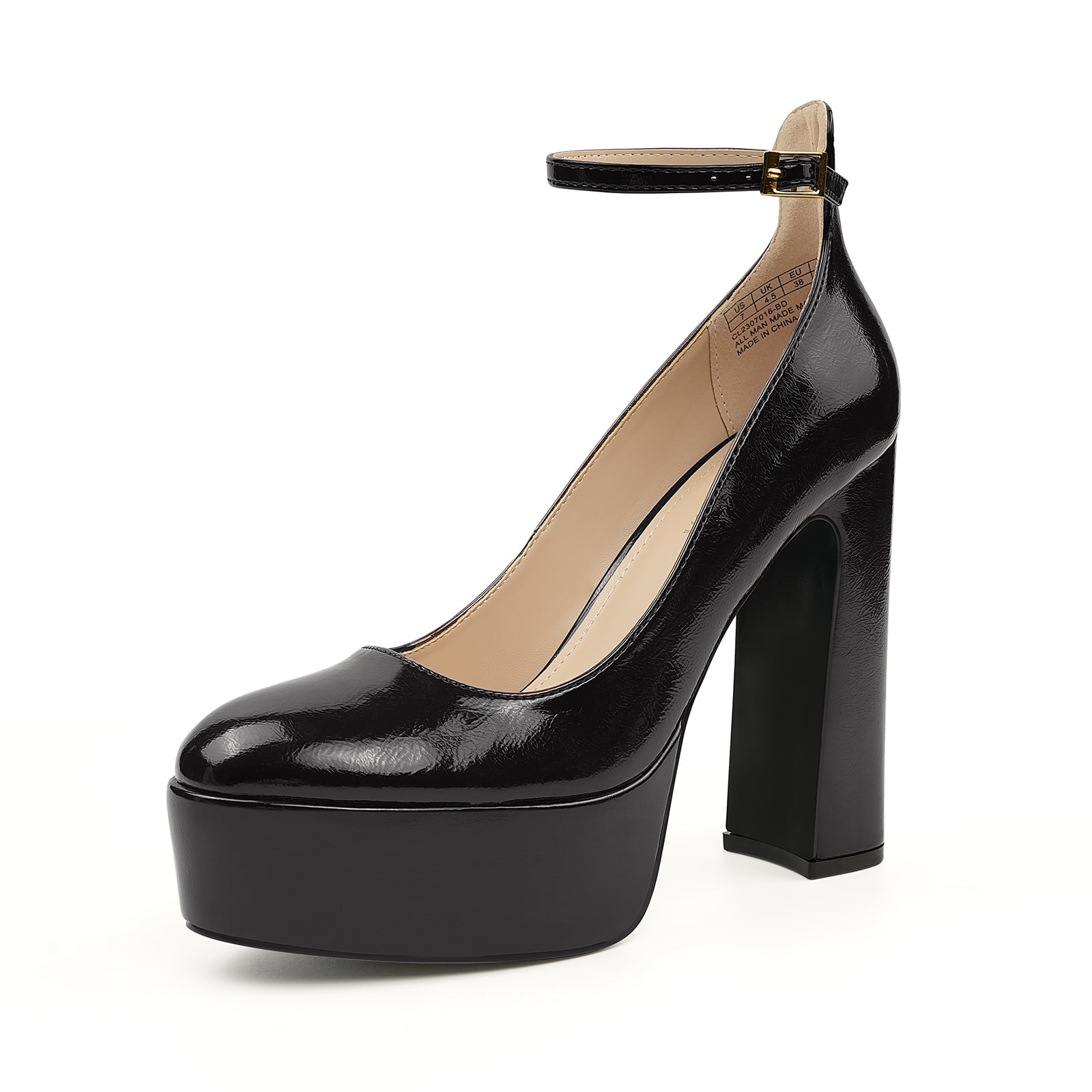 block heels with ankle strap closed toe
