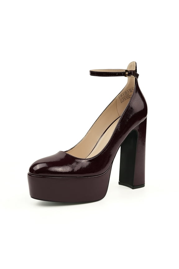 Platform Heels for Women Chunky Heel Closed Toe High Heels Block Heel Ankle Strap