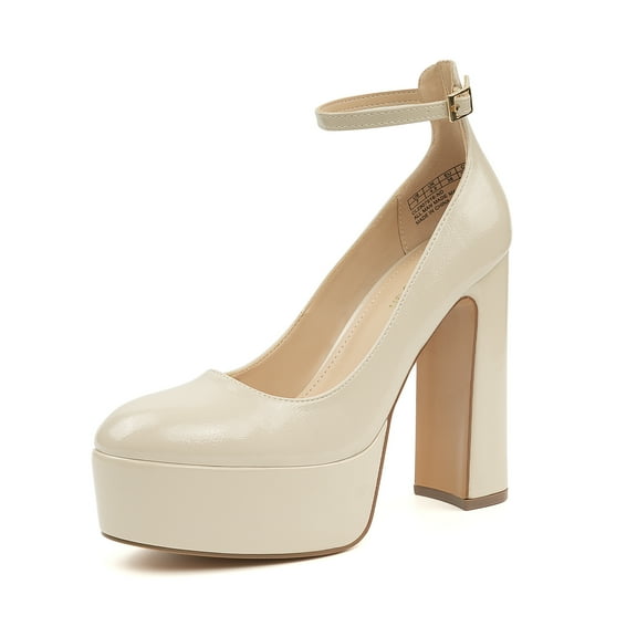 JENN ARDOR Platform Heels for Women Chunky Heel Closed Toe High Heels Block Heel Ankle Strap