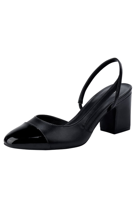 Pointy Cap Closed Toe Chunky Block Heels Slingback Pumps Dress Shoes For Women
