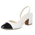 thumbnail image 1 of JENN ARDOR Slingback Heels for Women, Classic Low Block Heel Pumps Square Closed Toe Dress Pumps Ankle Strap Splicing Color Chunky Heels Comfort Wedding Shoes 2.5 inch, 1 of 13