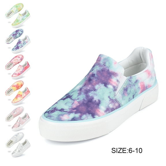 Slip-on Sneakers for Women Blue Canvas Flat Shoes Casual Shoes Size 7