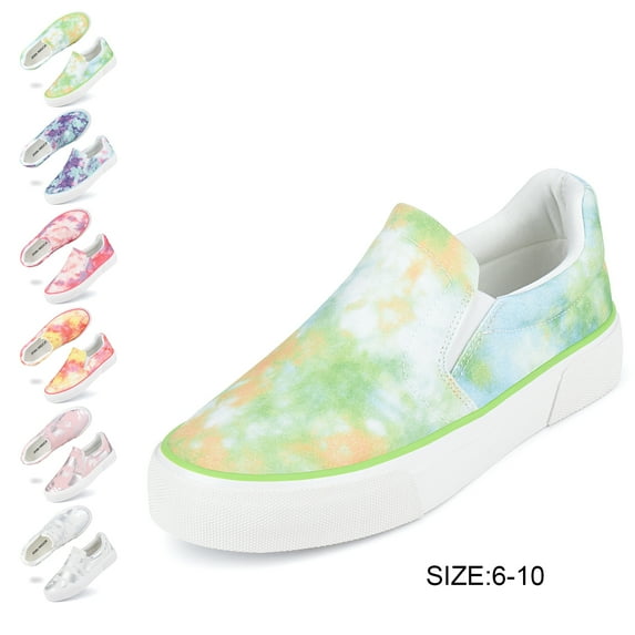 Slip-on Sneakers for Women Green Canvas Flat Shoes Casual Shoes Size 6