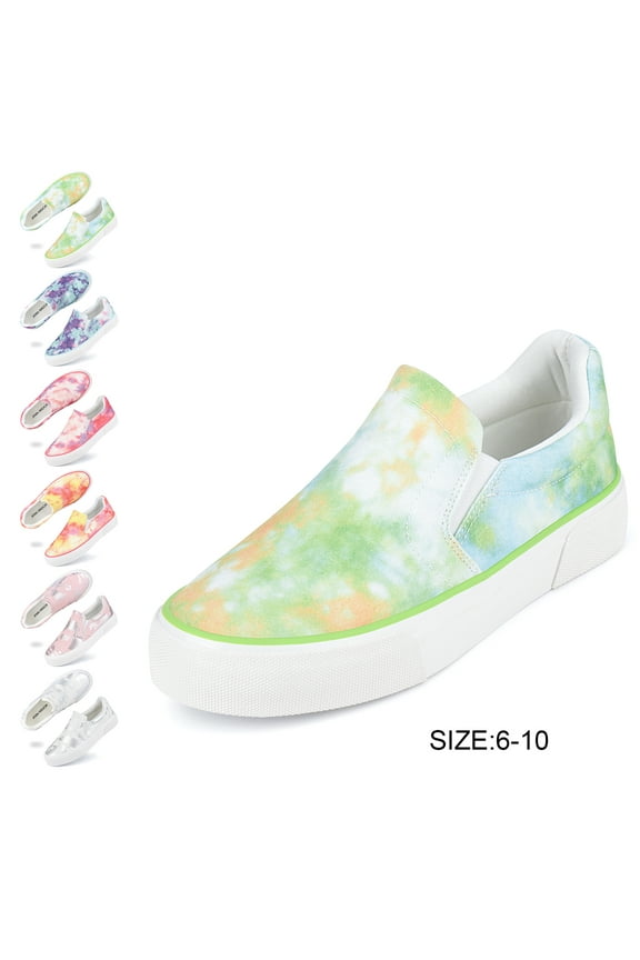 Slip-on Sneakers for Women Green Canvas Flat Shoes Casual Shoes Size 6