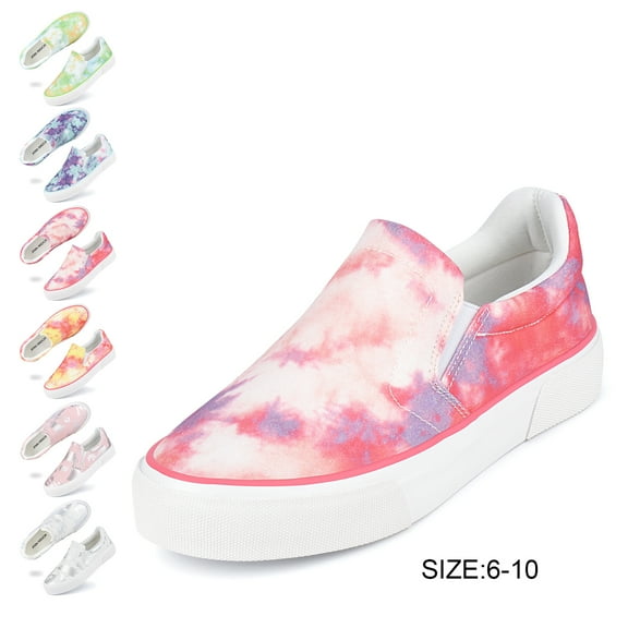 Slip-on Sneakers for Women Hot Pink Canvas Flat Shoes Casual Shoes Size 6.5
