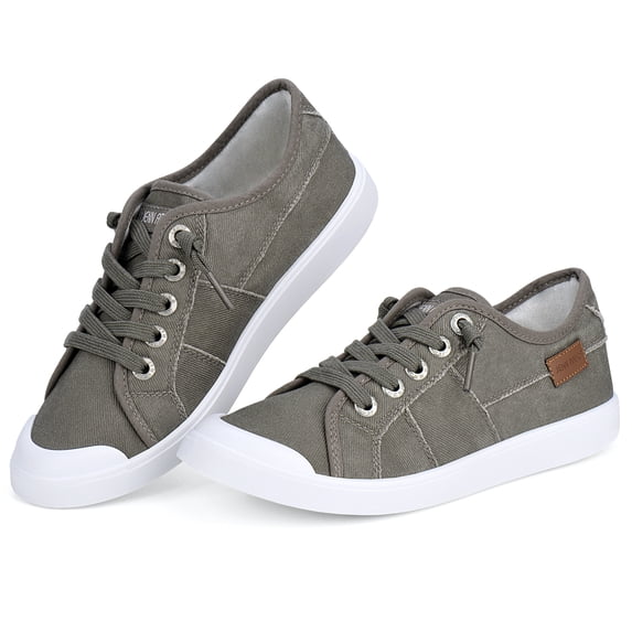 JENN ARDOR Slip on Sneakers for Women Low-top Canvas Flat Shoes Gray Size 8.5