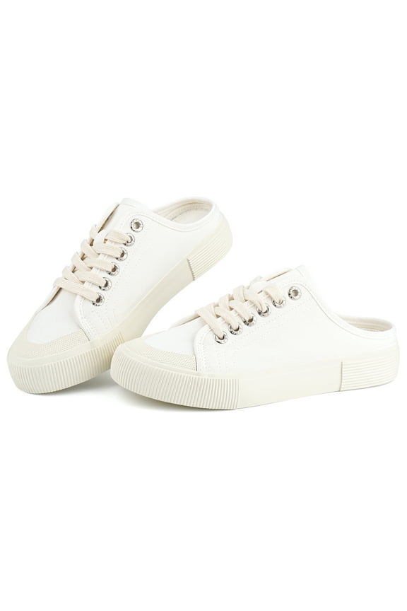 Women Canvas Mules Memory Foam Clipper Fashion Sneakers Comfortable Slip-On Mule Low Top Backless Holiday Walking Shoes