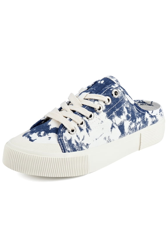 Women Canvas Mules Sneakers Backless Slipper Canvas Shoes Slip on Walking Flats Shoes for Women