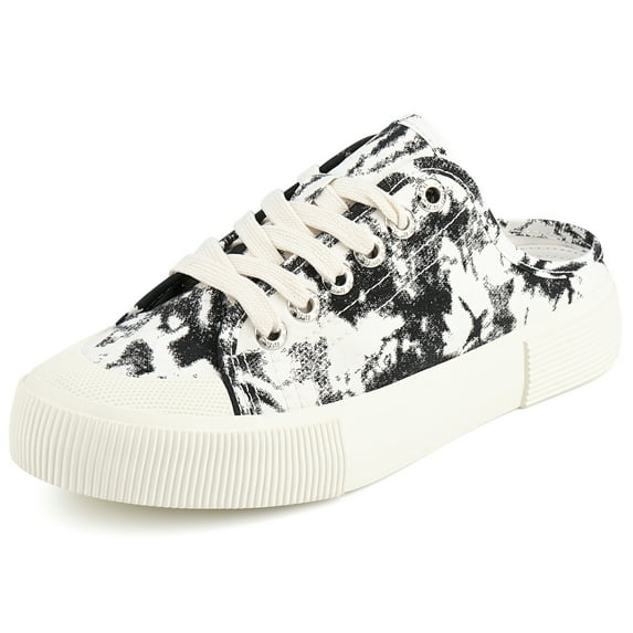 JENN ARDOR Women Canvas Mules Sneakers Backless Slipper Canvas Shoes Slip on Walking Flats Shoes for Women