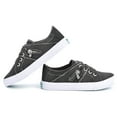 thumbnail image 1 of JENN ARDOR Women Canvas Sneakers Low Top Canvas Flats Slip On Lace up Shoes Fashion Zipper Decor Running Shoes, 1 of 9